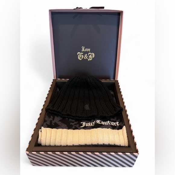 Vintage Juicy Couture 100% Wool Scarf and Hat Set in Original Box - Picture 5 of 10